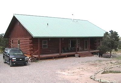 Photos of a log home in Pie Town, New Mexico